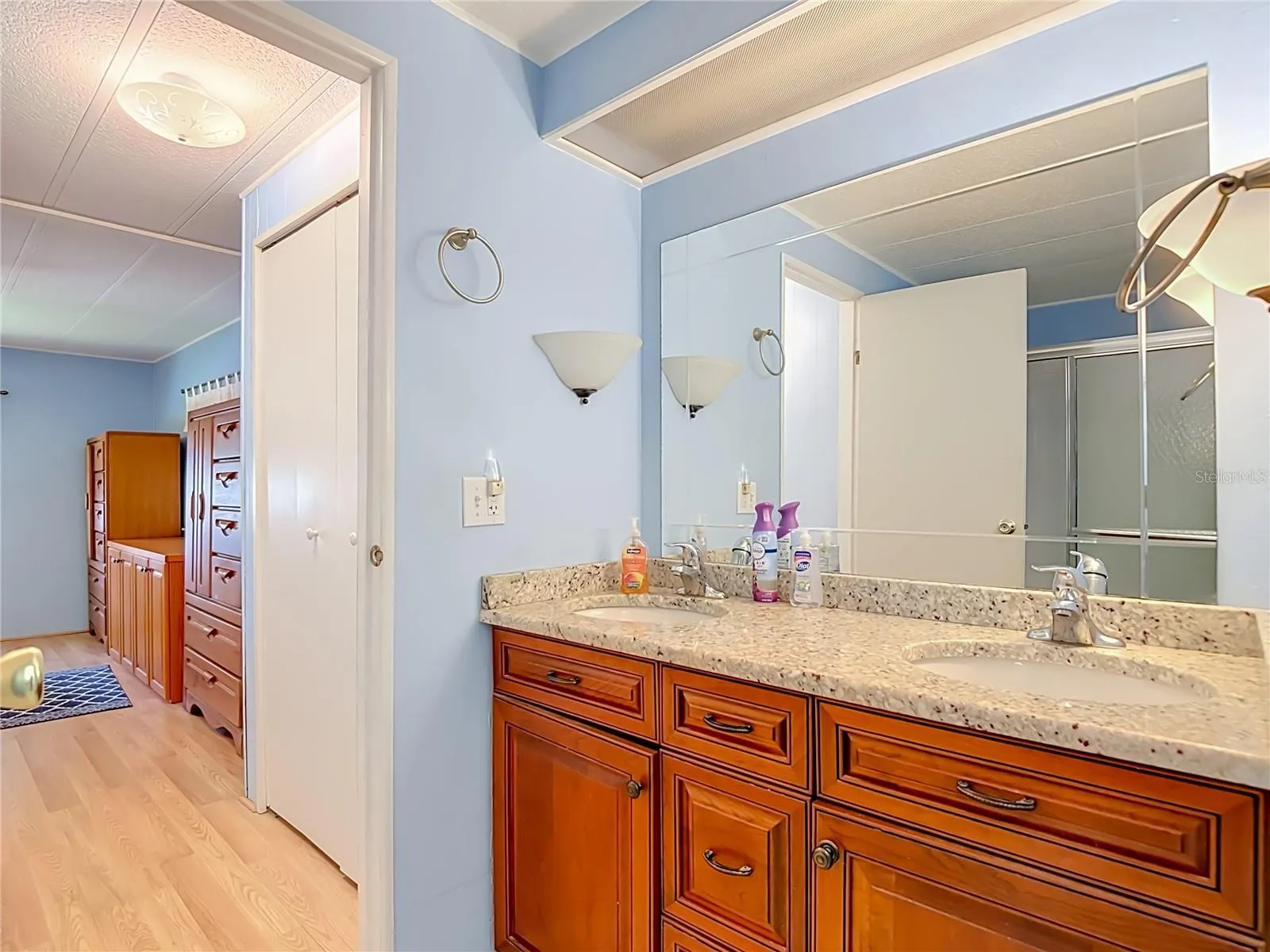 Primary Bath with dual sinks and updated cabinetry