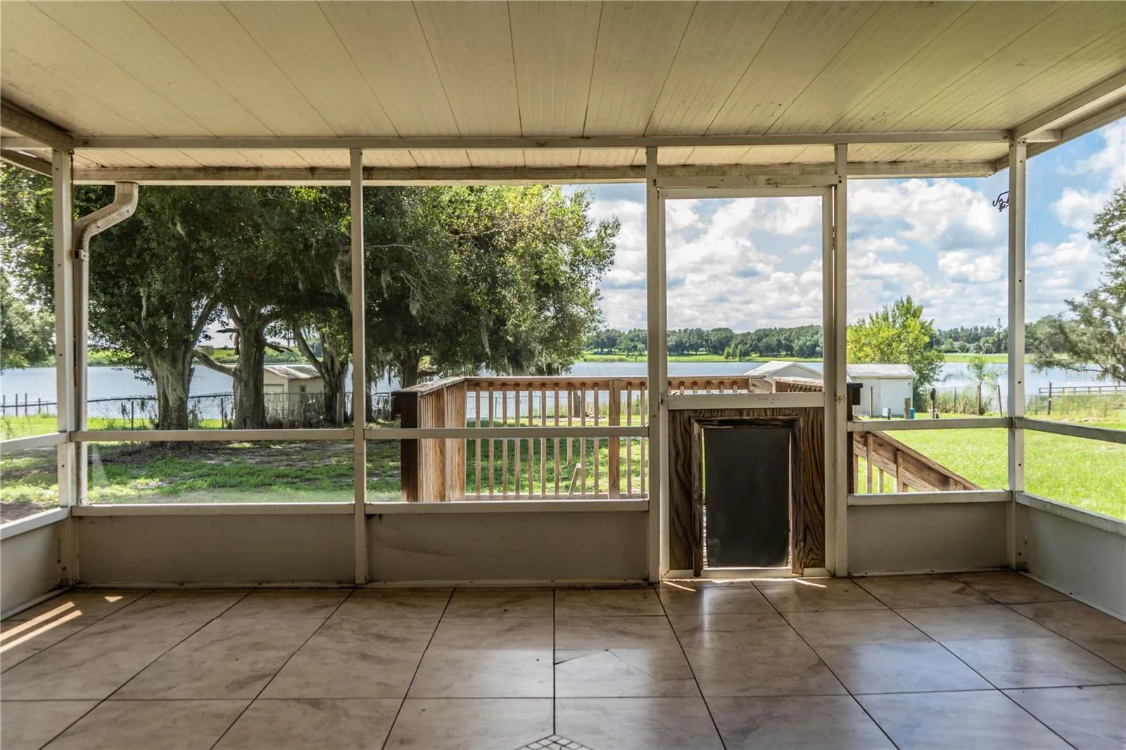 Screened porch looking at lake