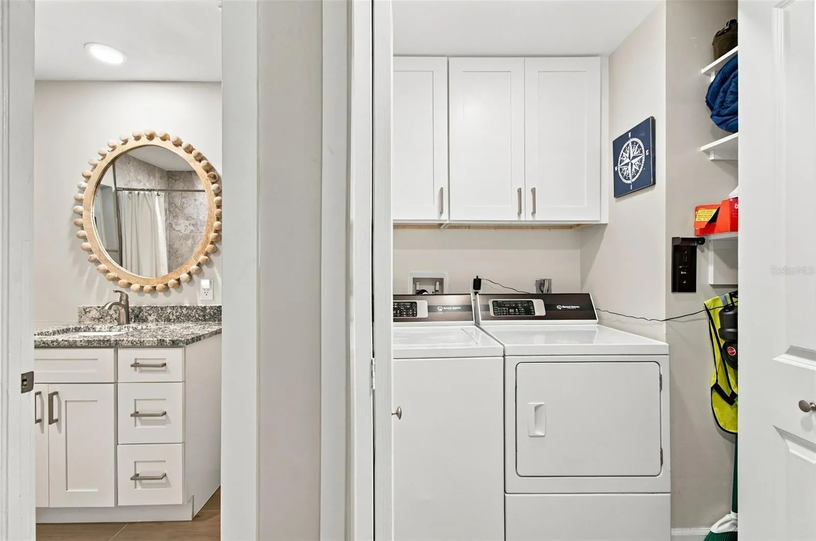 The 2nd bath and laundry room are conveniently located on the bedroom hallway.