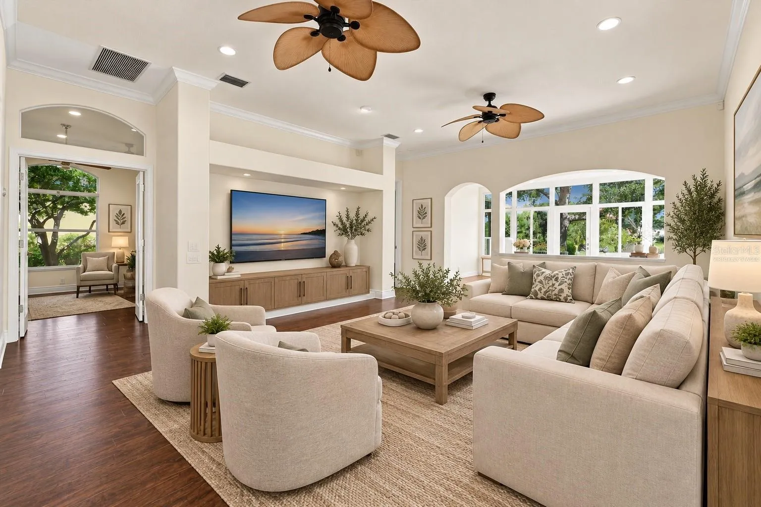Virtually staged family room