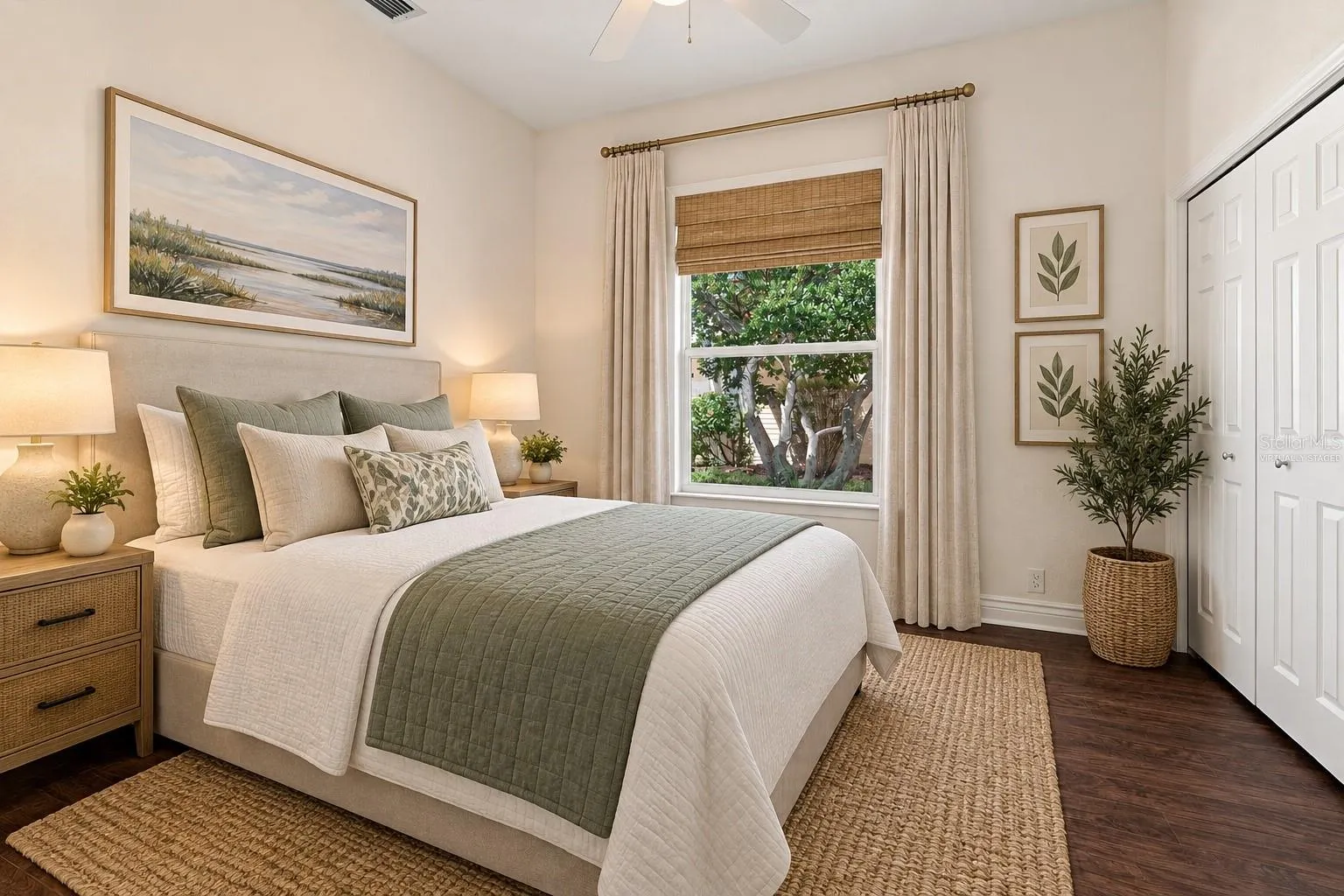 Virtually staged guest bedroom