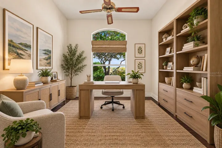 Virtually staged office/den