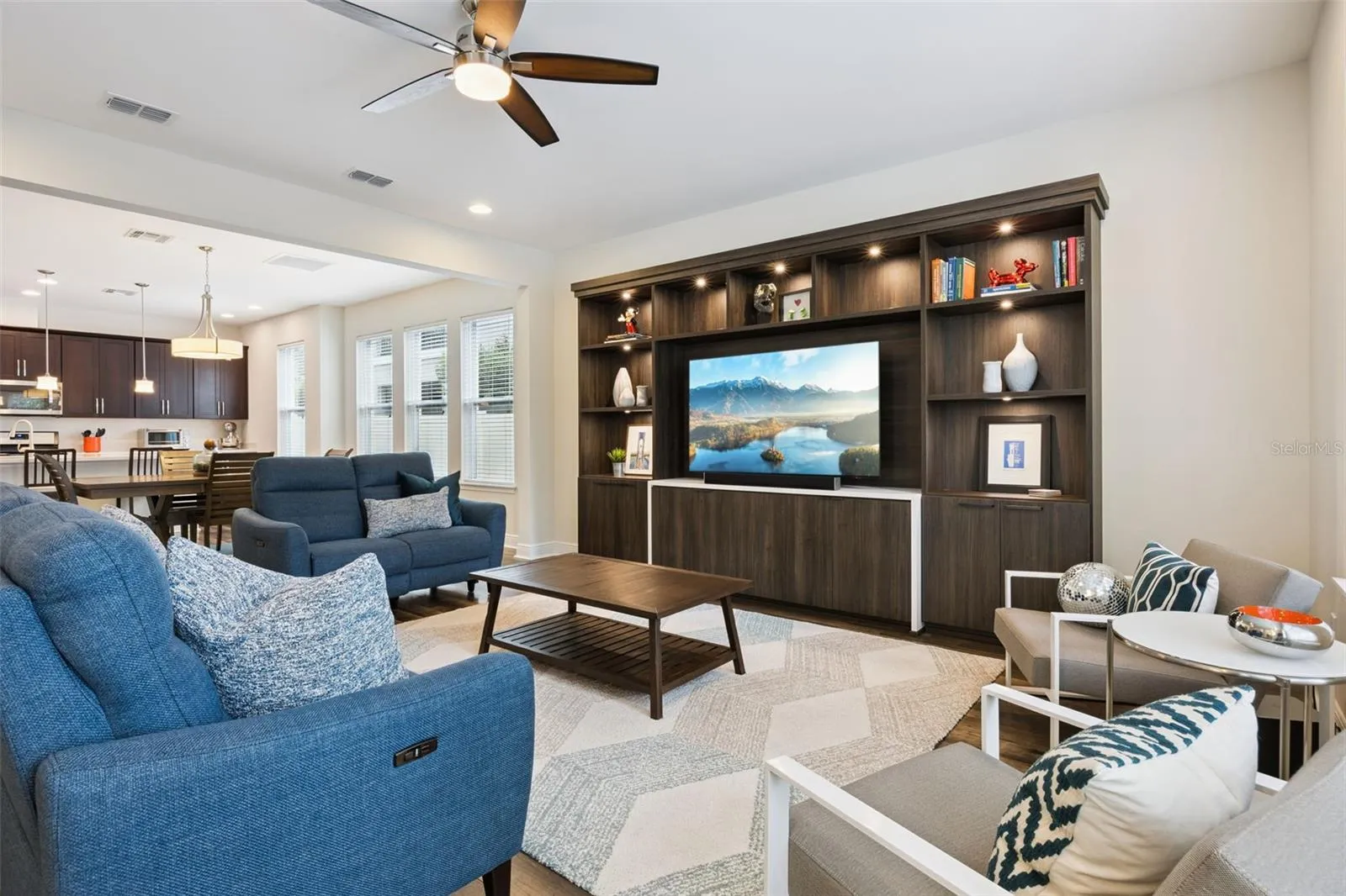 Living Room w/ custom built in