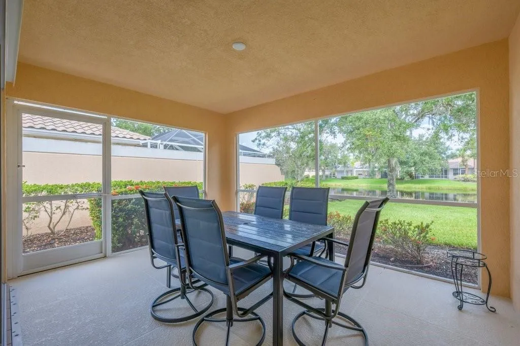 covered lanai with water view