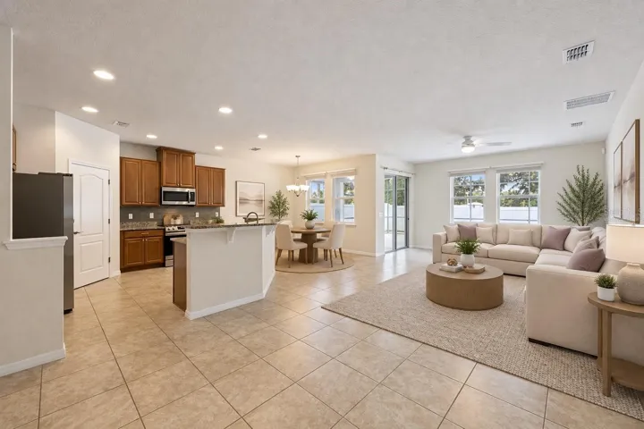 Living/dining room/ kitchen combo - Virtually Staged
