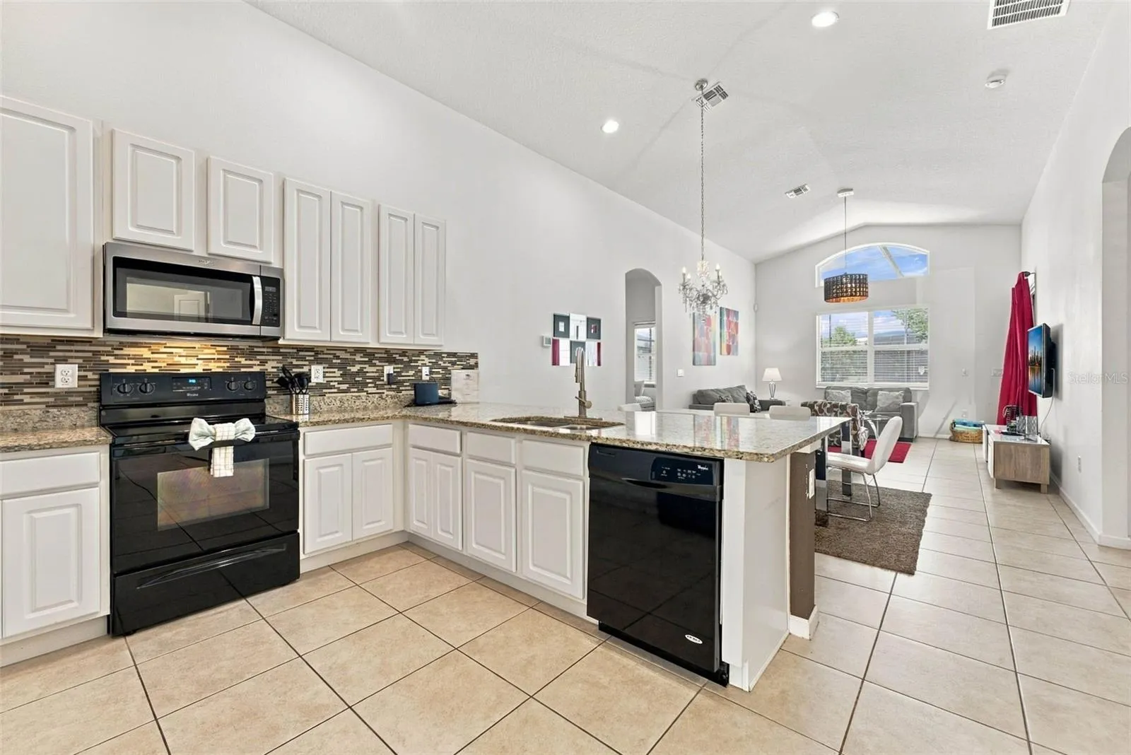 Open kitchen overlooking the dining and living room.
