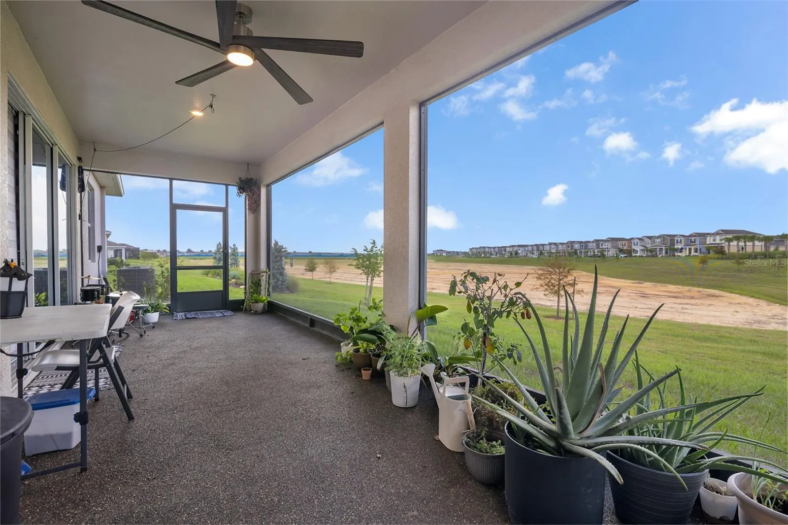 Screened lanai overlooking the backyard