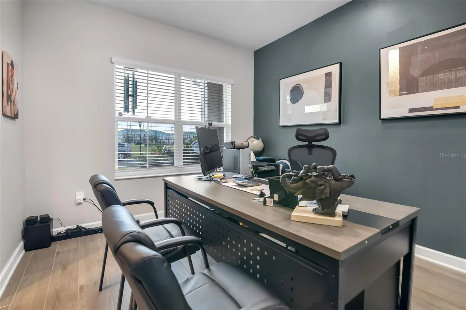 Office with accent wall - desk included
