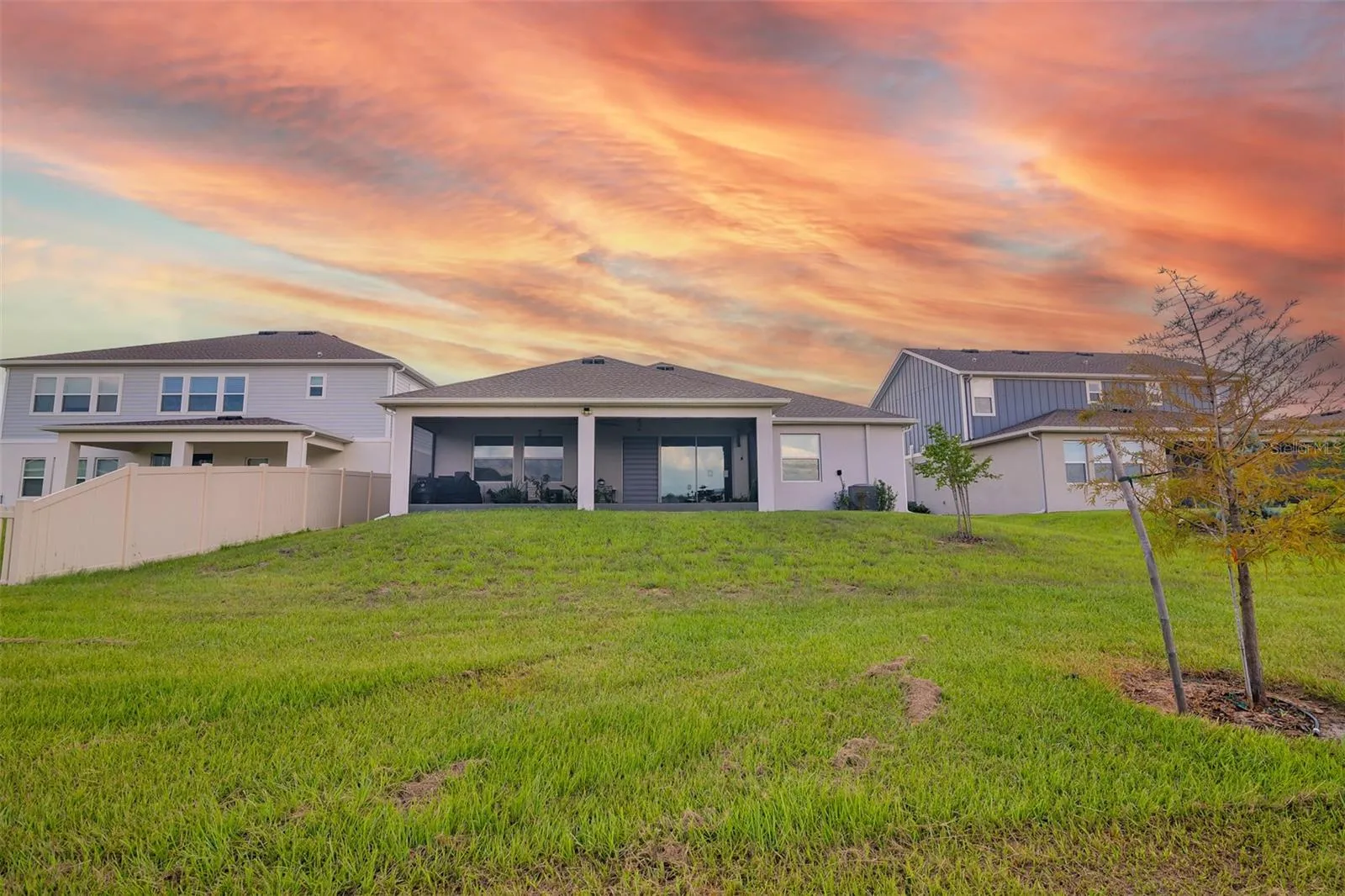 Rear exterior at sunset