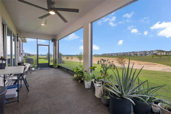 Screened lanai overlooking the backyard