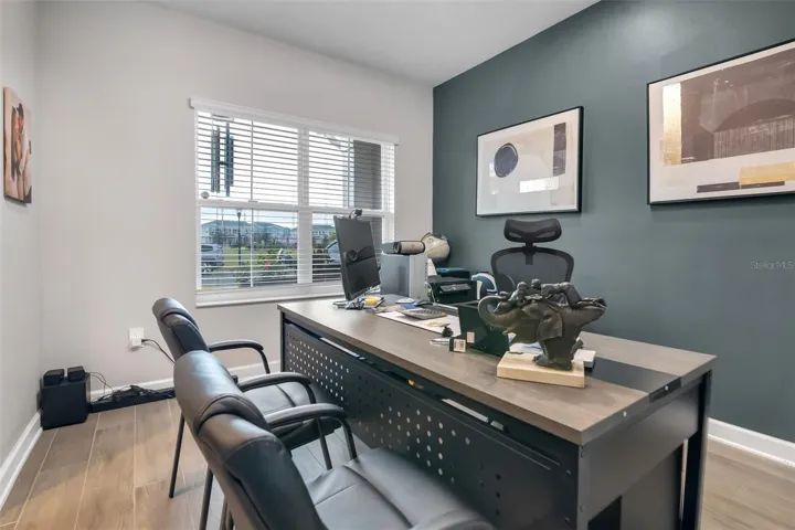 Office with accent wall - desk included