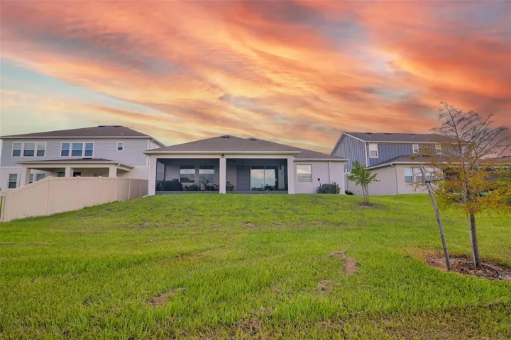 Rear exterior at sunset