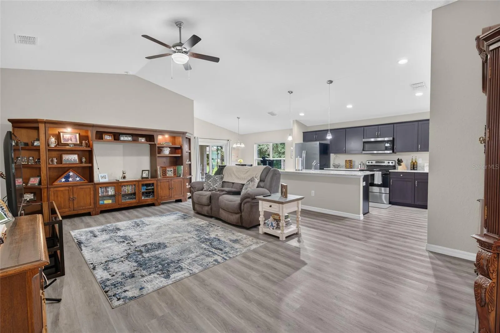 Living Area Opens to Kitchen