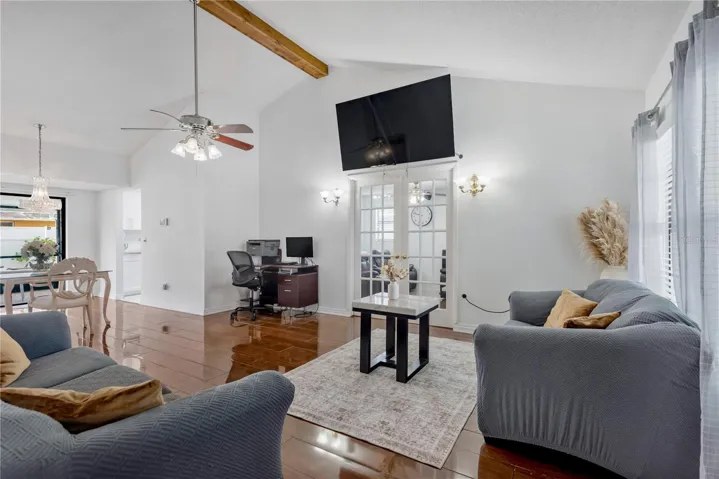 View of Living Room and Dining Area from Front Door