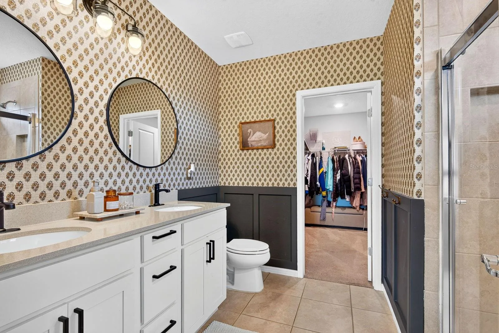 Master bath facing into master bedroom