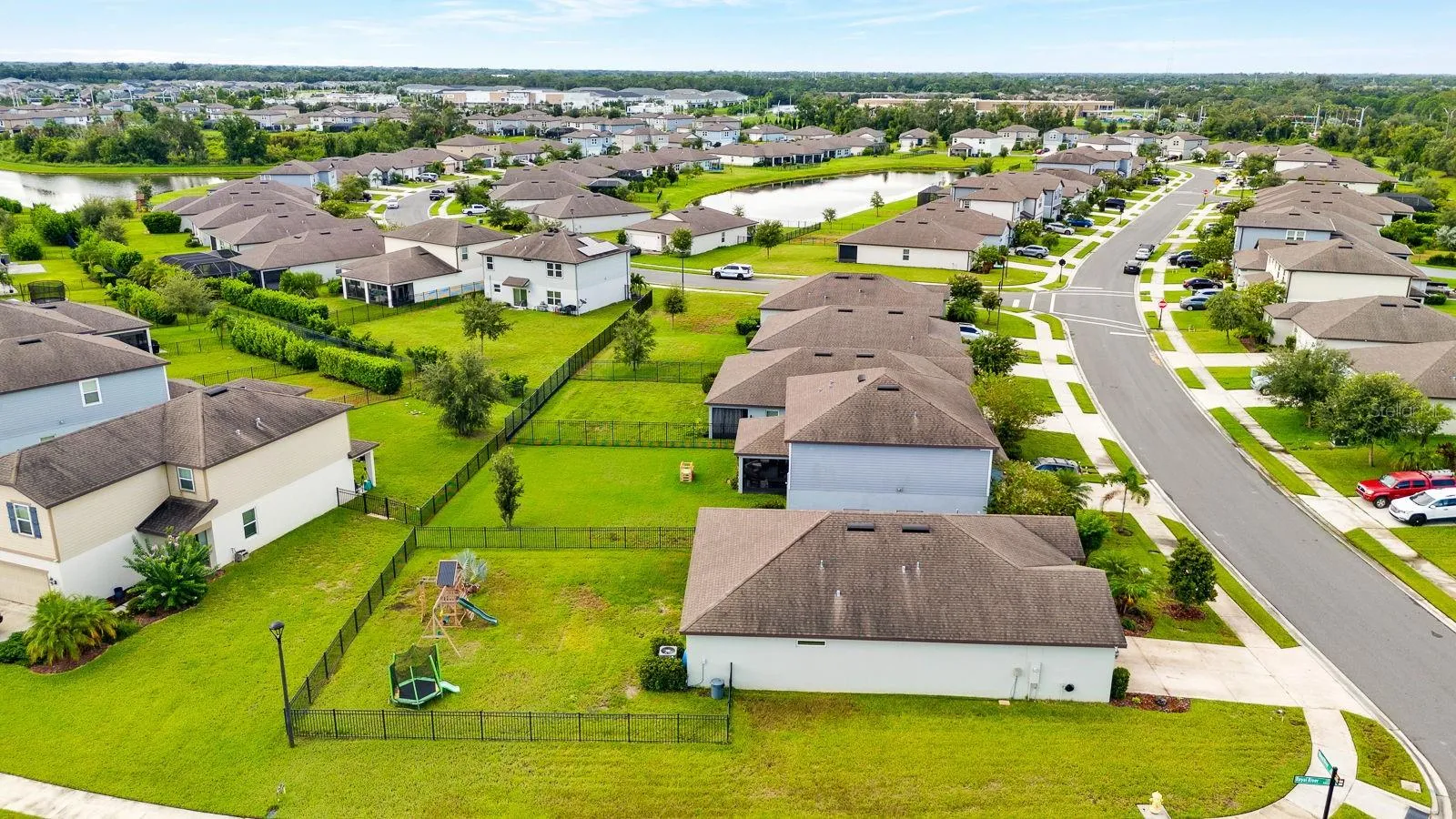 Birds eye view facing east