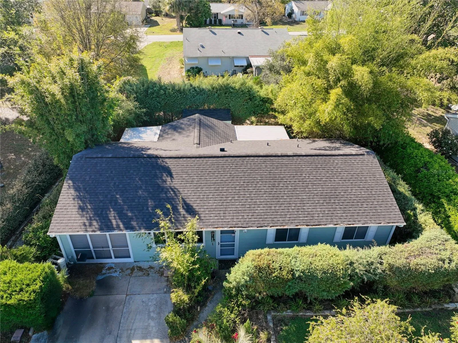 Ariel view private backyard