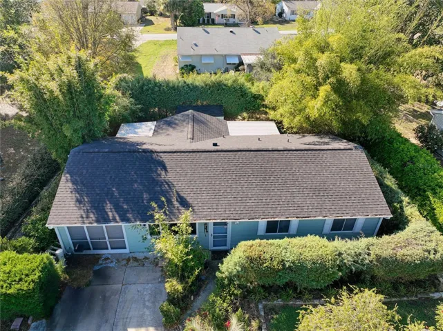 Ariel view private backyard