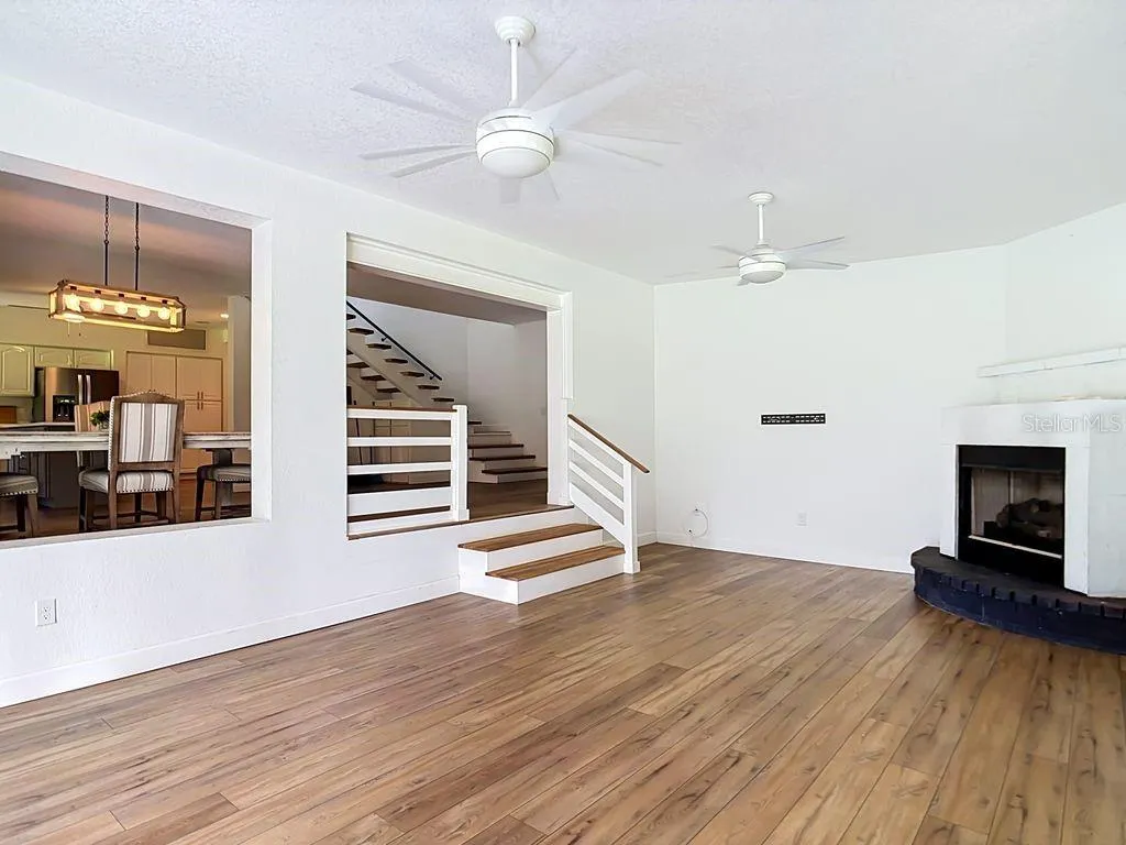 Sunken Living Room with Fireplace
