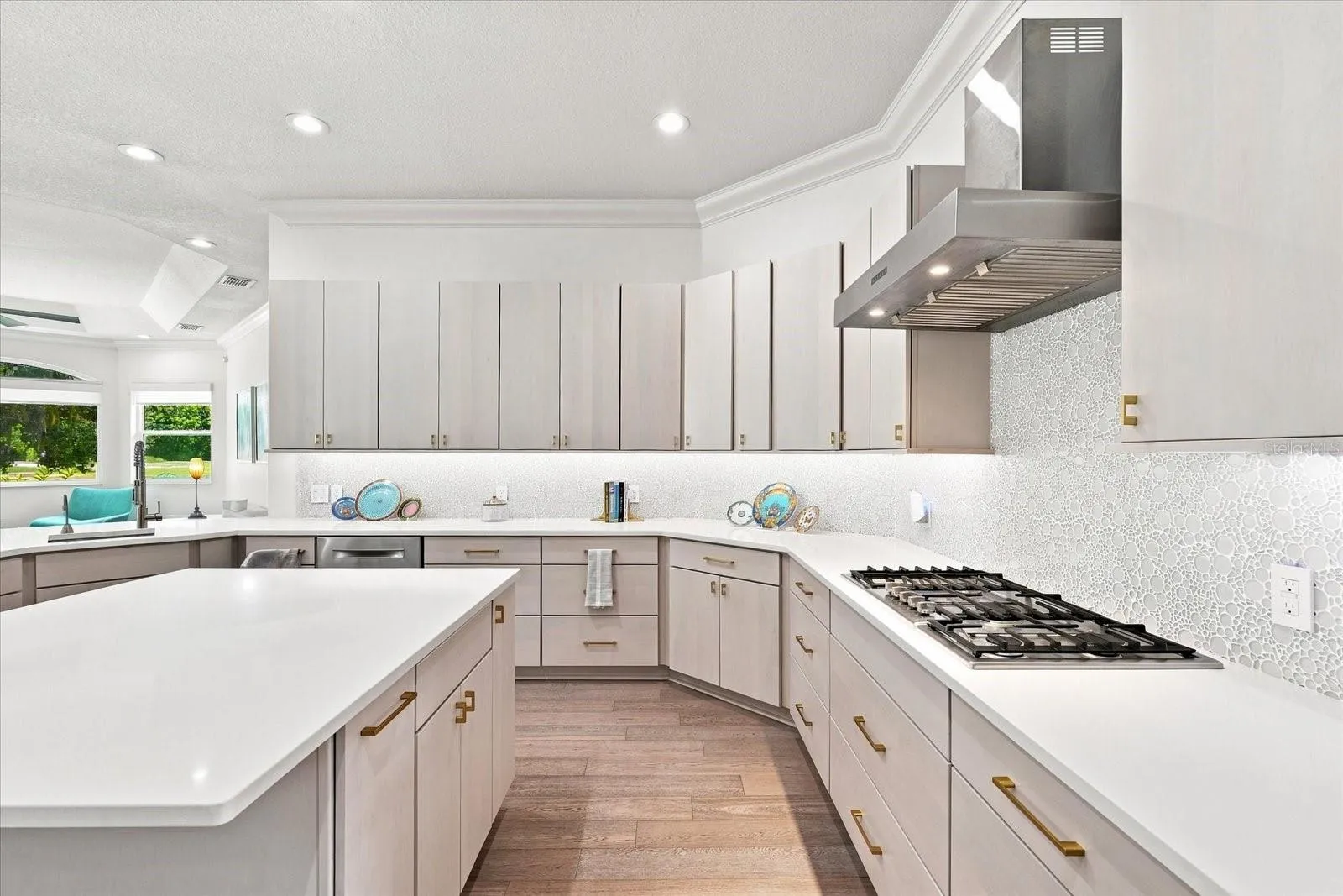 Extensive Quartz Countertops and Gas Cooktop