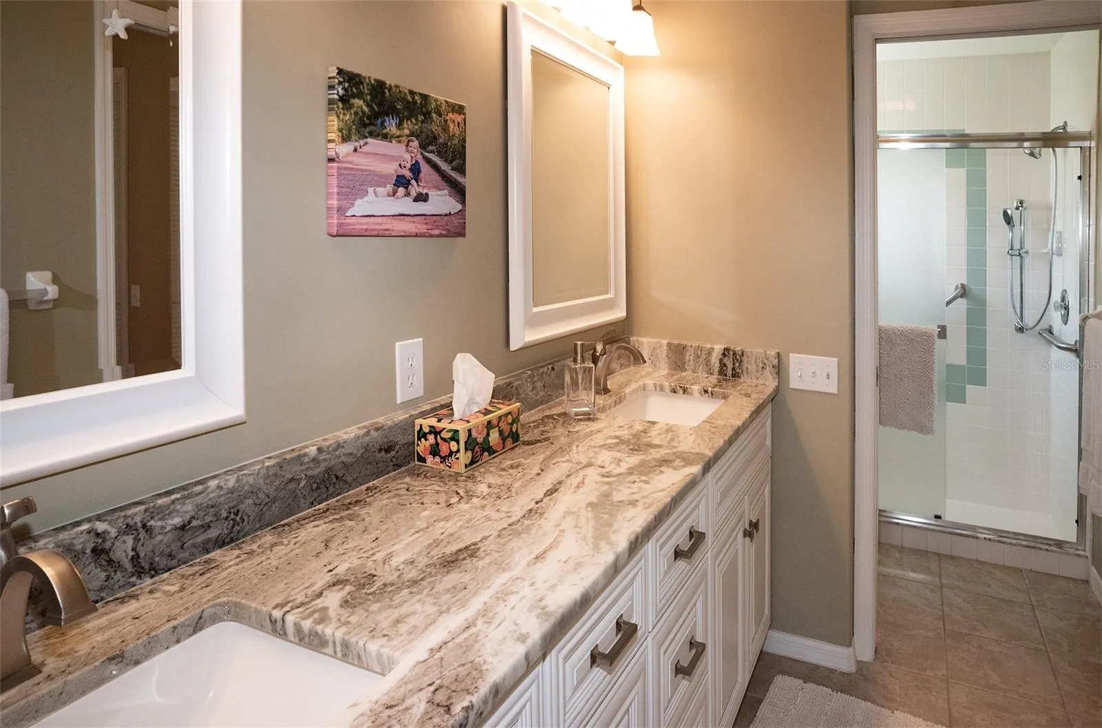 View to the shower and toilet stall