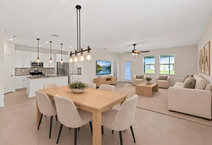 Dining room overlooking kitchen and living room.