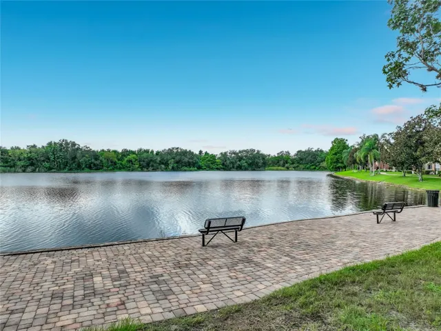 Benches and path directly behind your unit