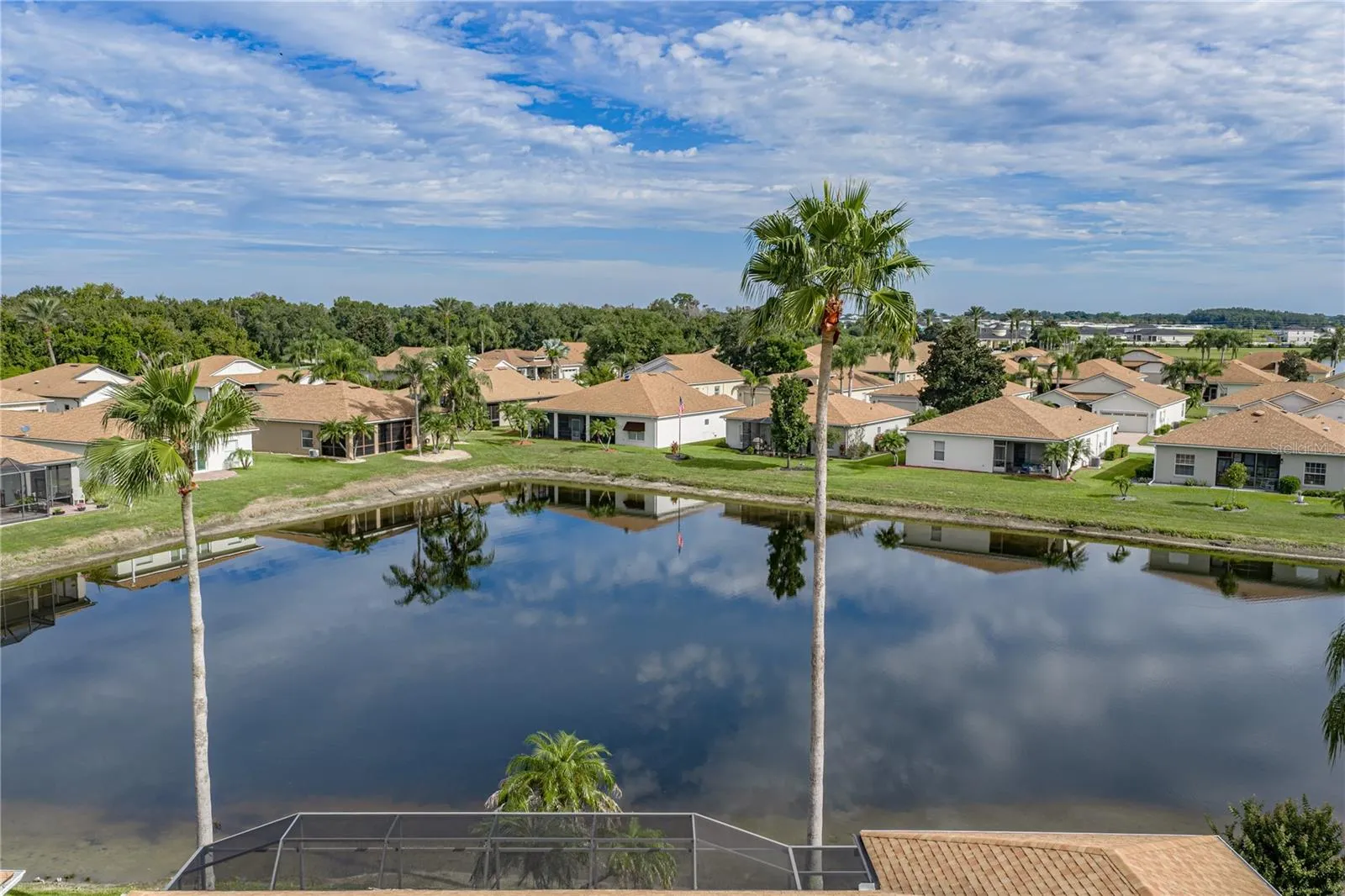The pond behind this home.