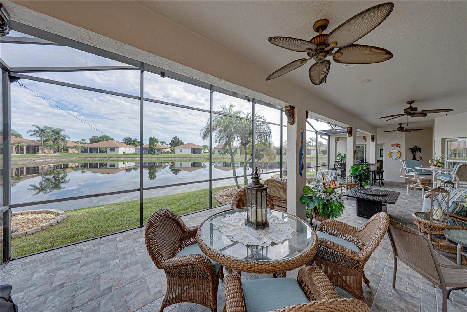 The lanai is a great place to enjoy the view while relaxing.