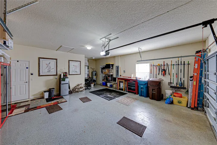 The extra wide garage allows for additional storage.