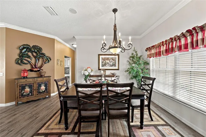 The dining room sits at the front of the home and is enhanced by the double window.