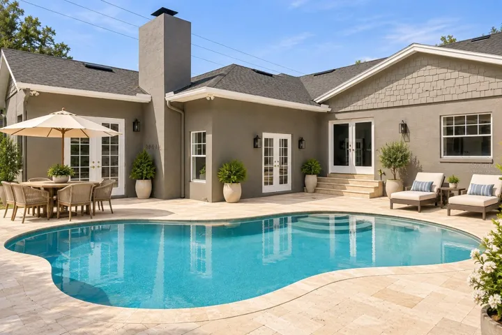 Virtually staged Pool Deck