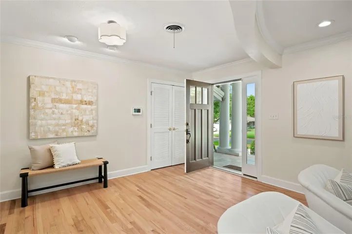 Foyer entrance with large coat closet