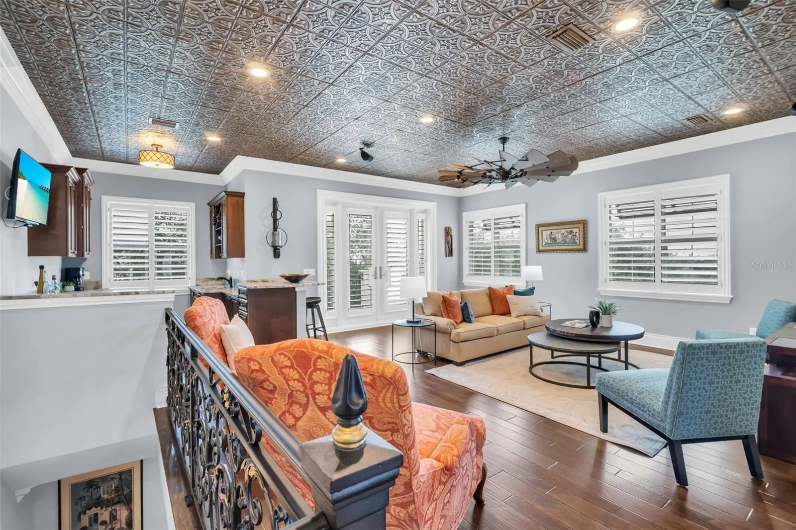 4th Level Lounge with wet bar, full bath, access to outdoor rooftop area and elevator access
