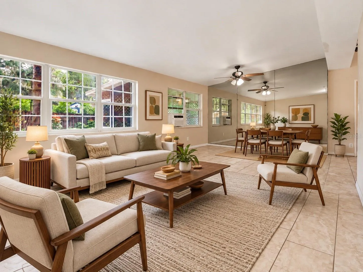 AI altered pictures with staged rooms for Buyer ease of visualization