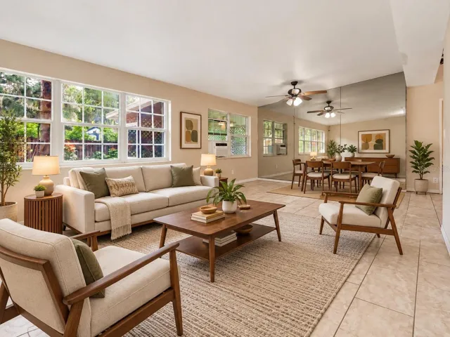 AI altered pictures with staged rooms for Buyer ease of visualization