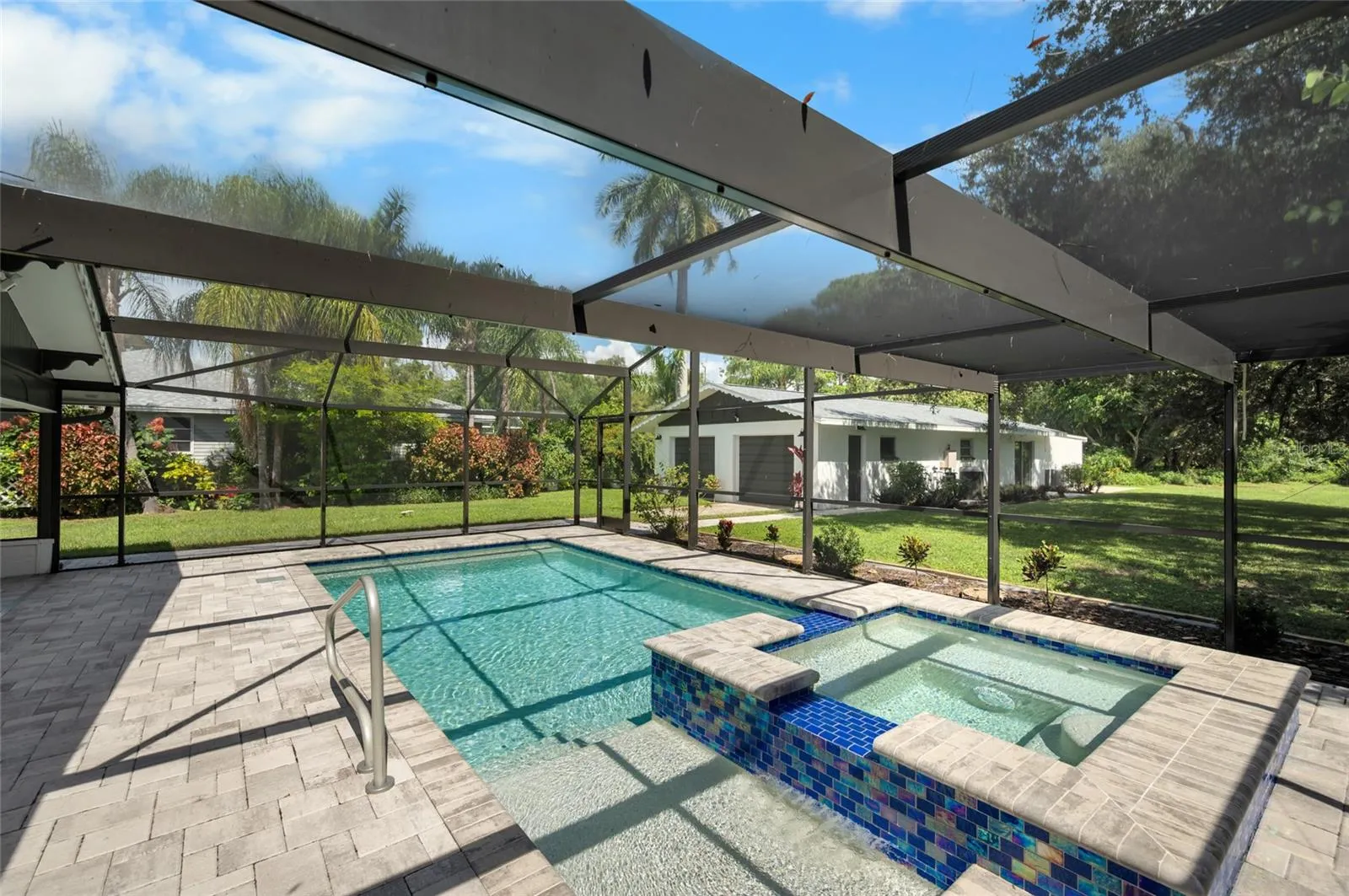 Sparkling heated spa and pool