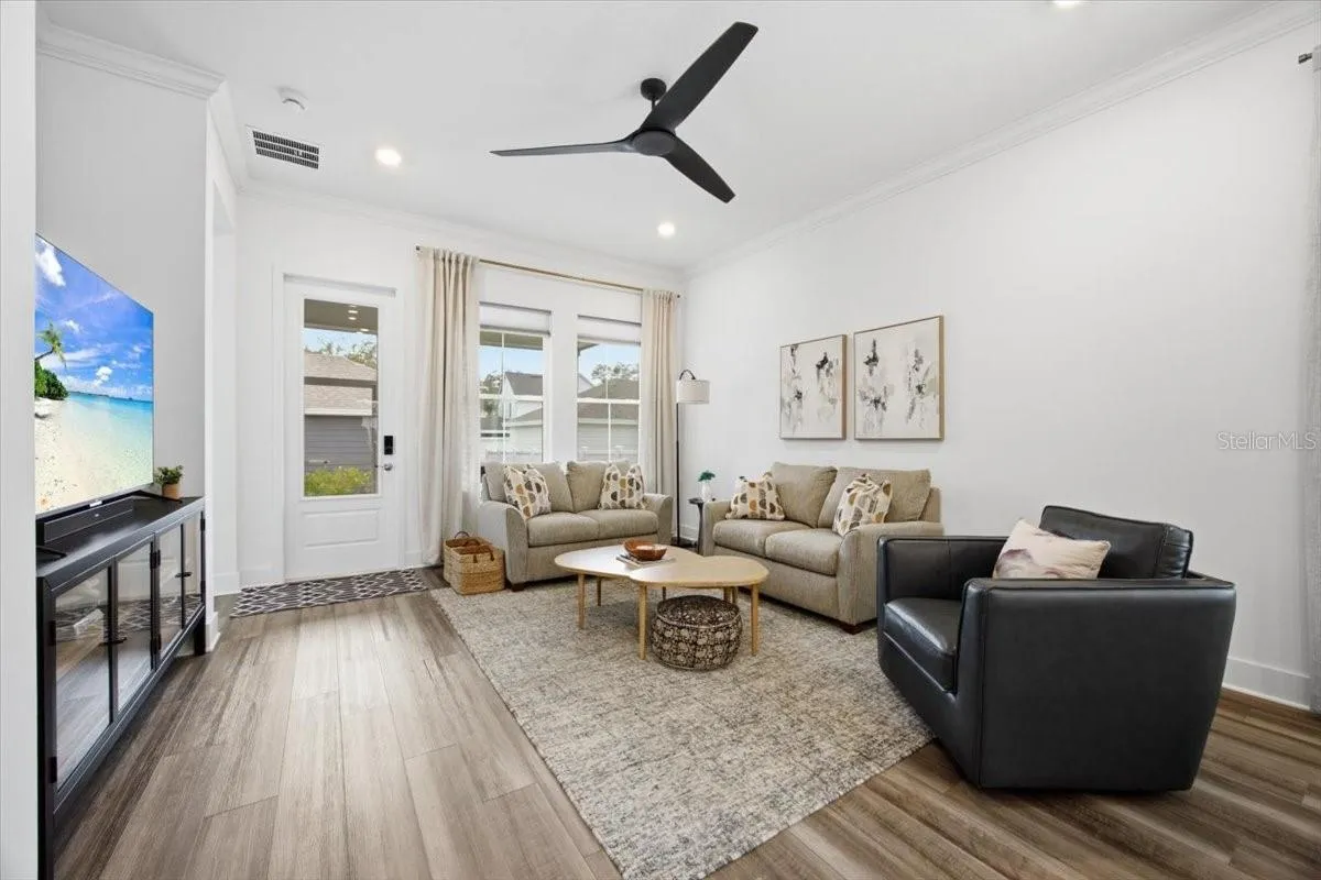 A bright, comfortable living space designed for relaxing, gathering, and everyday living.