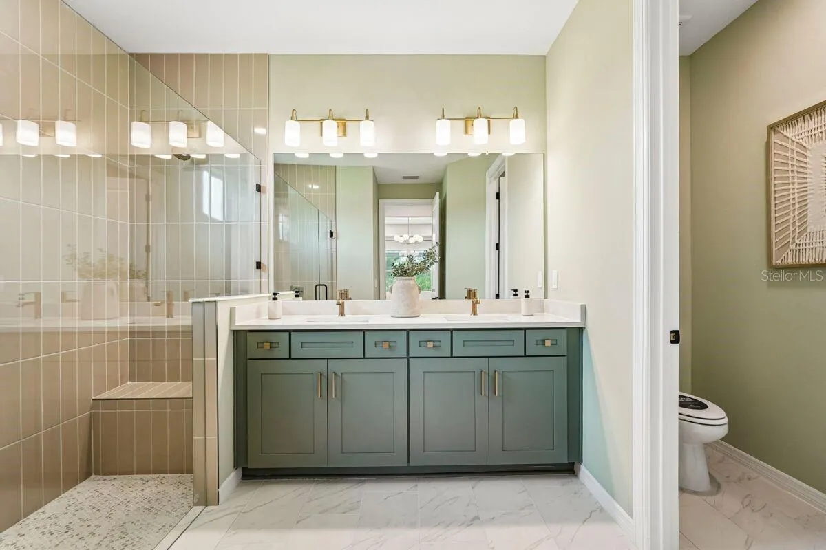 Primary Bath-Photo description represents the model home of same floor plan.