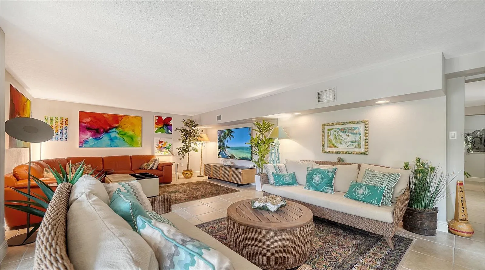 Expansive lower-level living space with easy access to the outdoor areas.