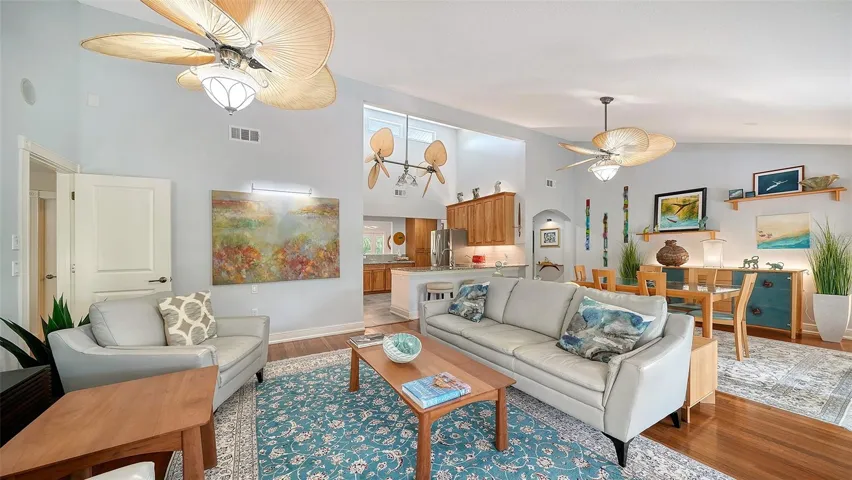 Open living and dining areas create an easy flow for everyday living and entertaining.