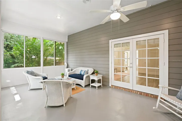 Seating in enclosed porch
