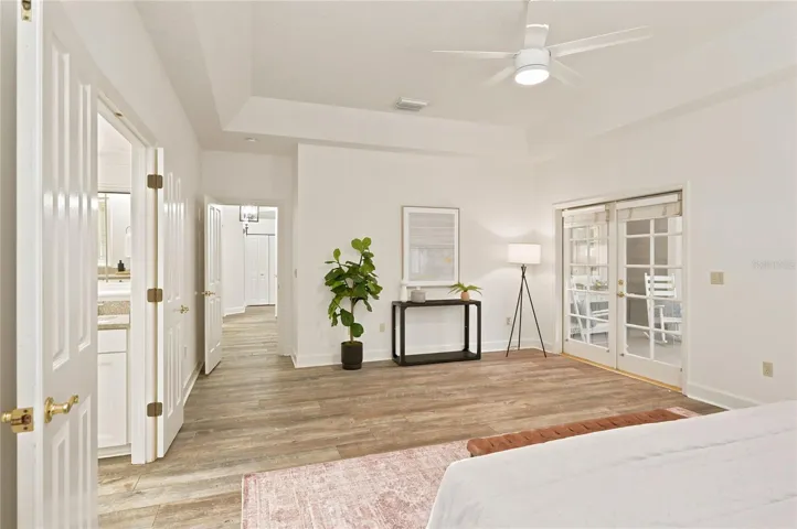 French doors to enclosed porch