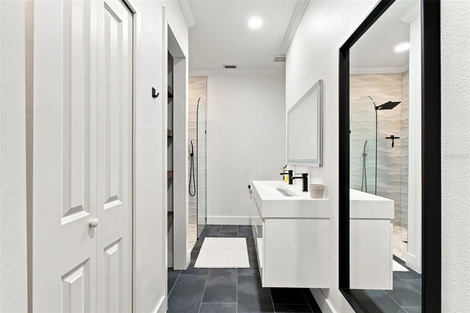 Primary Bathroom w/Hanging Double Vanity &amp; Modern Sink