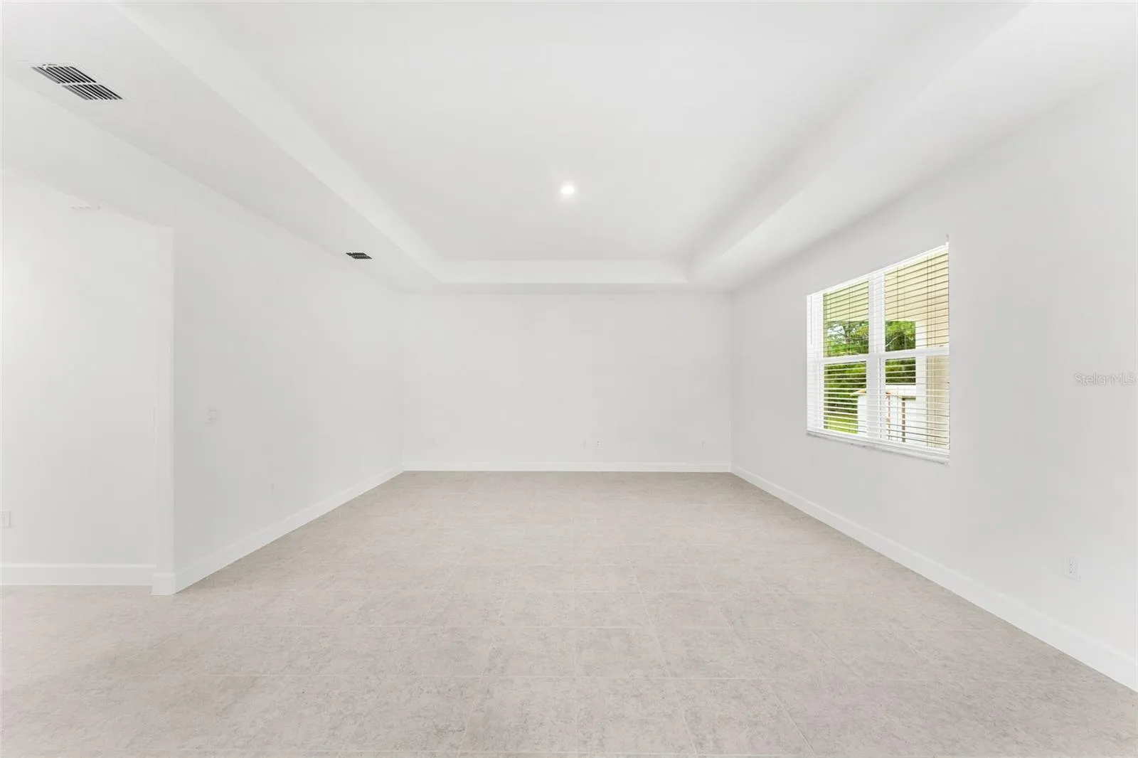 Great Room with tray ceilings