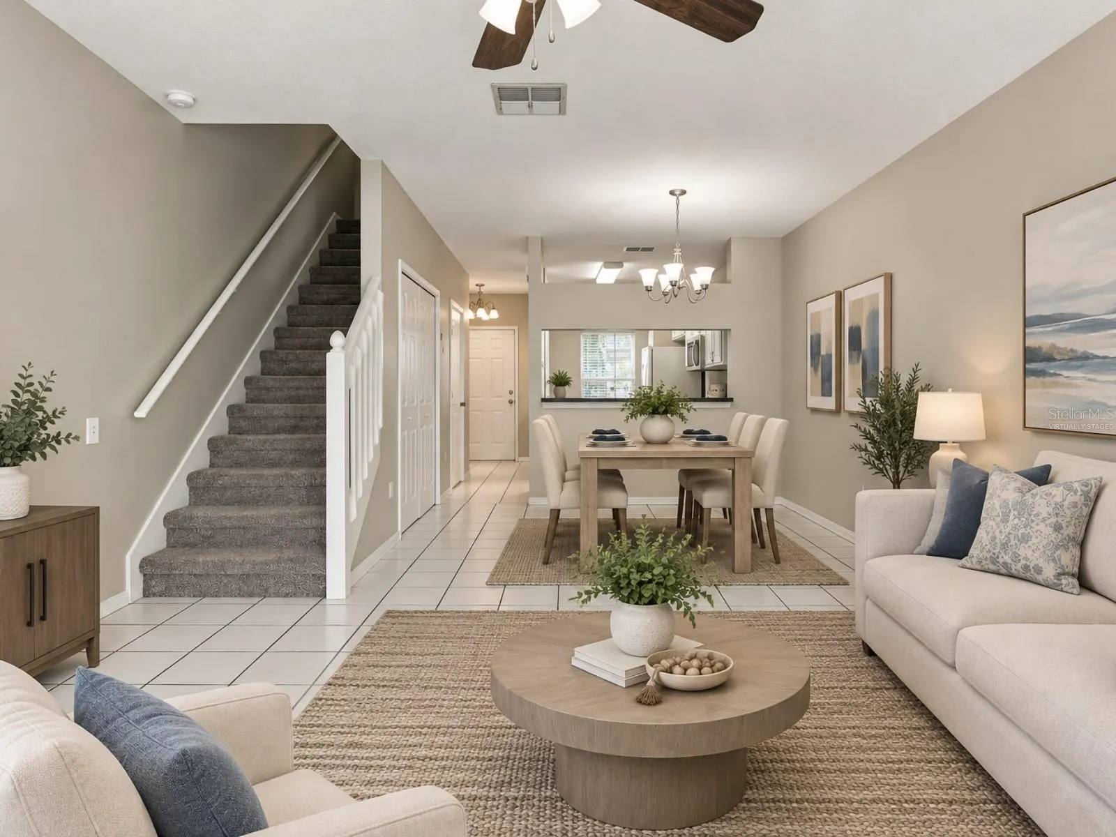 Virtually Staged: Dining & Living Room: Open Concept