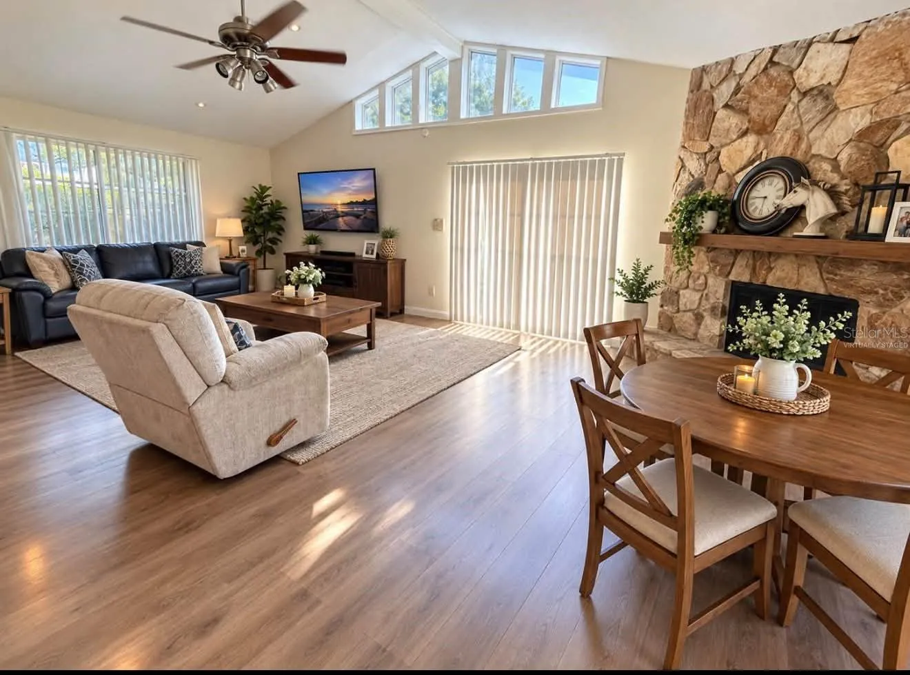 Main living area virtually staged
