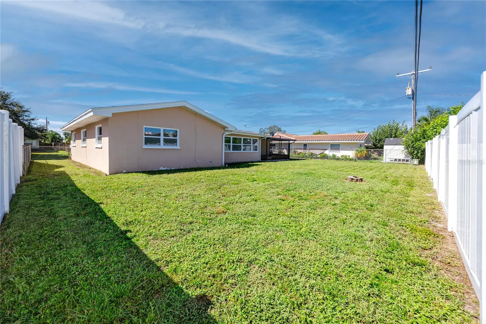 Side view of the backyard