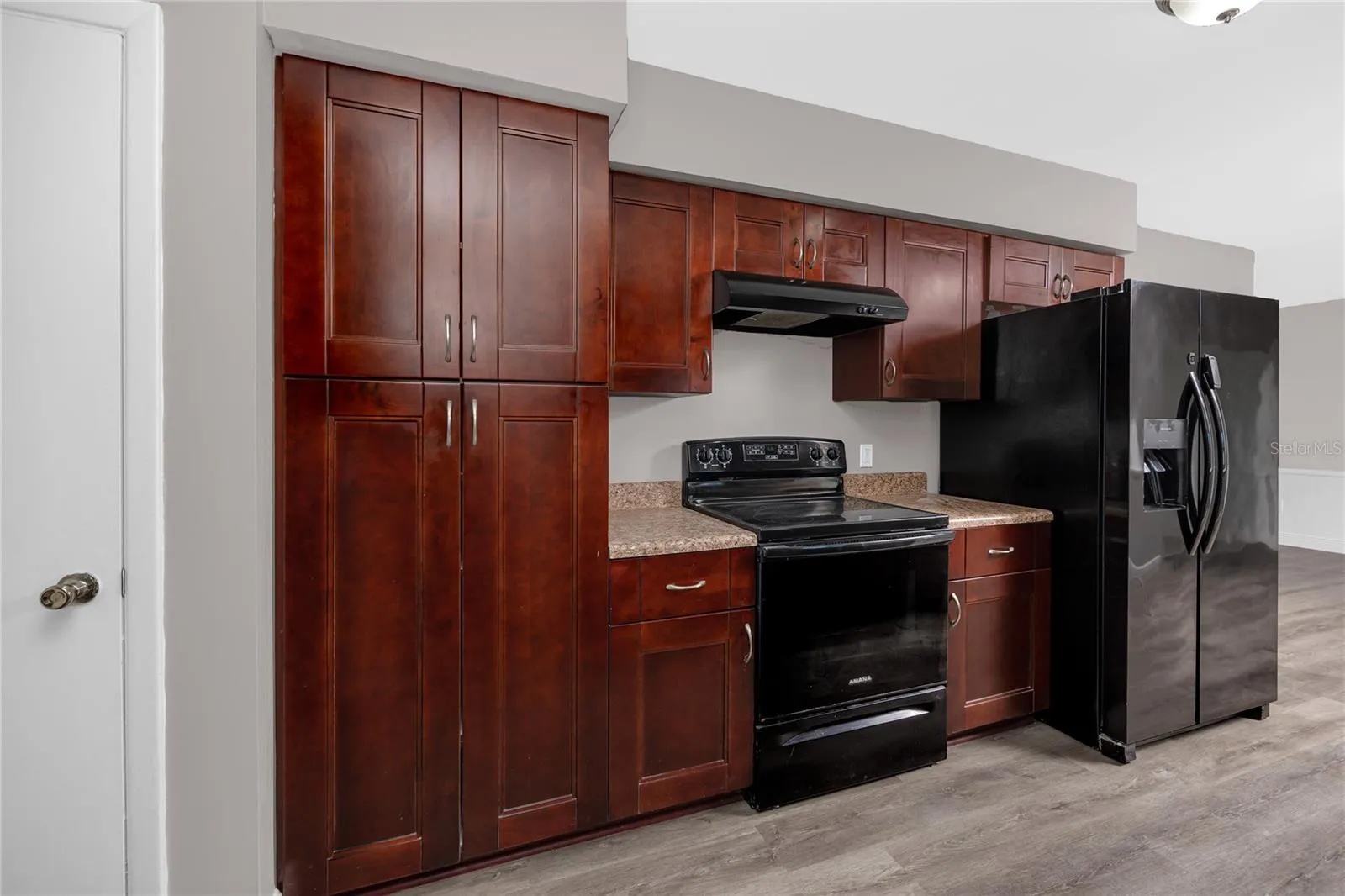 Cherry cabinets in the kitchen.