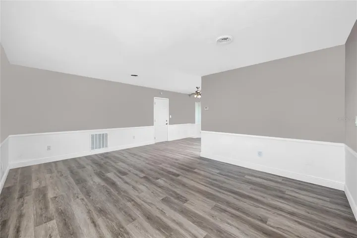 View of the family room from the front door.